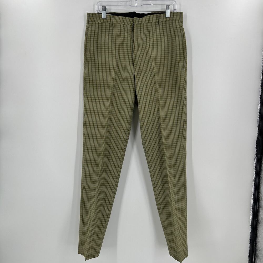 Vintage 60s Levis Sta-Prest Trousers Mens Size 33 Talon Plaid Green Pleated Mod